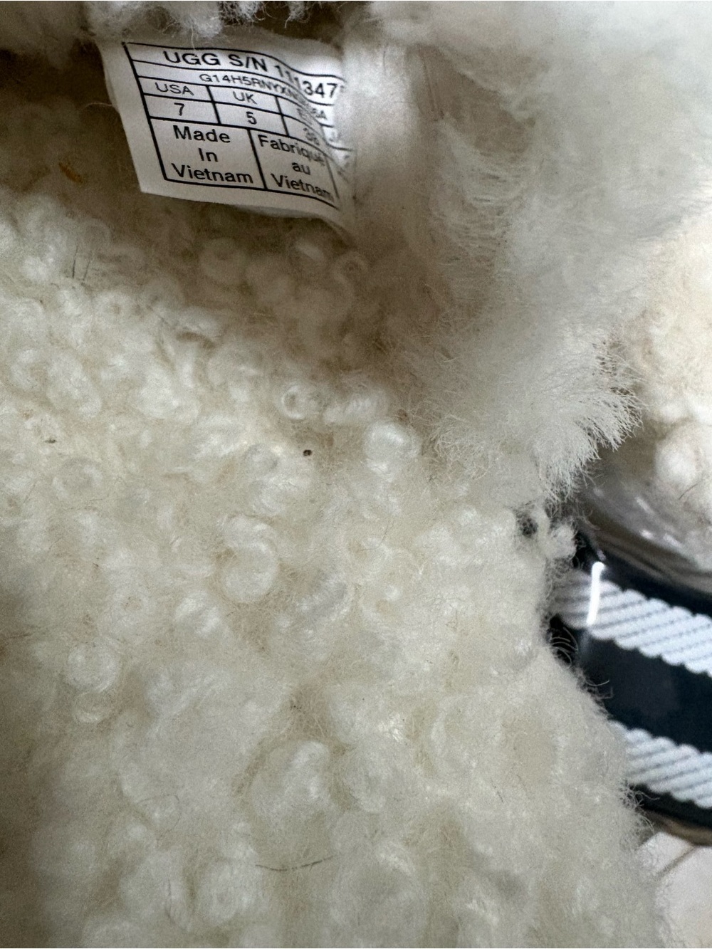 UGG Fluff Yeah Slide. White Plush Shearling Slide with Logo Strap - Picture 4 of 5
